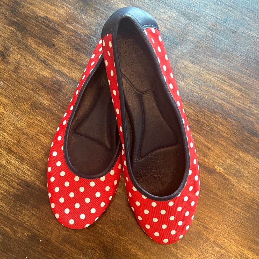 Johnston & Murphy Red and White Polka Dot Loafers